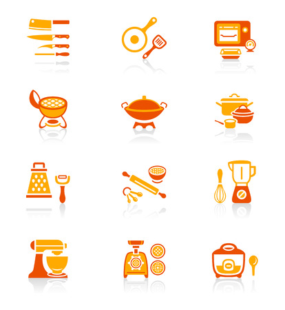 Modern professional utensils for cooking icon-setのイラスト素材