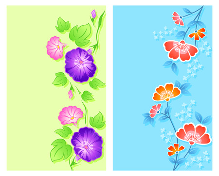 Vertical floral curtain or wrapping designsのイラスト素材