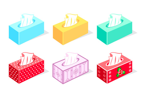 Colorful tissue boxes for health care and giftのイラスト素材