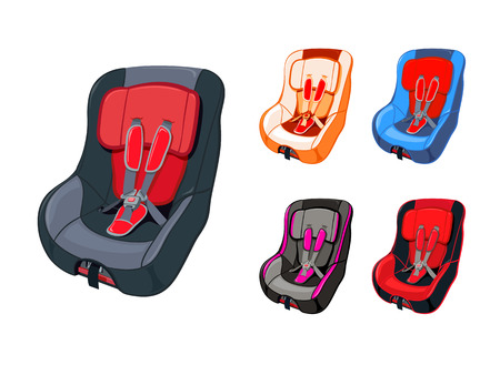 Colorful child car seat isolatedのイラスト素材