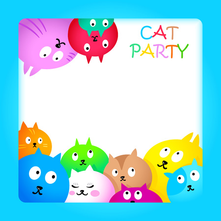 Celebration card with colorful funny catsのイラスト素材
