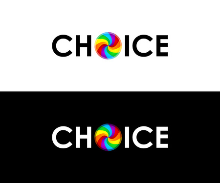 Colorful choice symbol over white and blackのイラスト素材