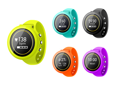 Colorful fitness tracker with the different metricsのイラスト素材