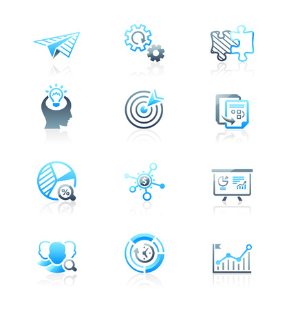 Startup business red-orange icons from idea to IPOのイラスト素材
