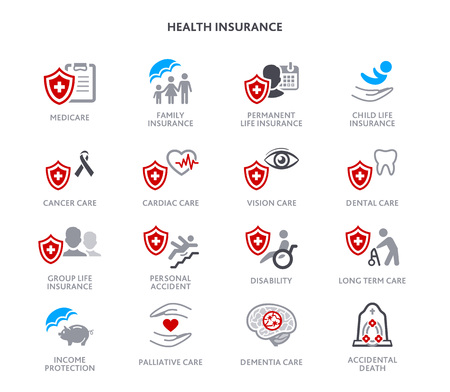Health insurance icons, medicare and diseases careのイラスト素材