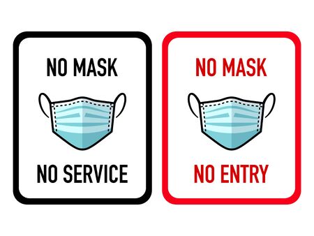 Virus infection mask prohibition shop warning stickersのイラスト素材