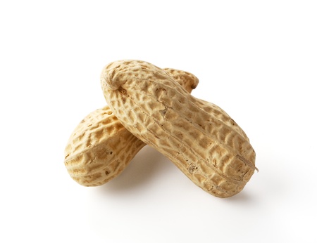 Peanuts closeup on white background