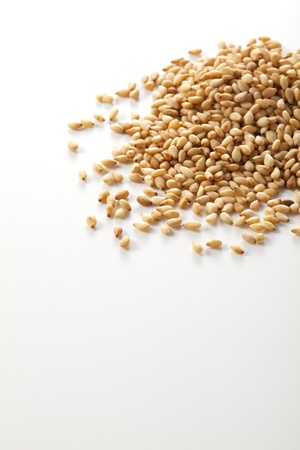 Sesame seeds isolated on white backgroundの写真素材