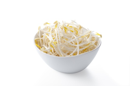 Bowl of Bean Sprouts on White Backgroundの写真素材