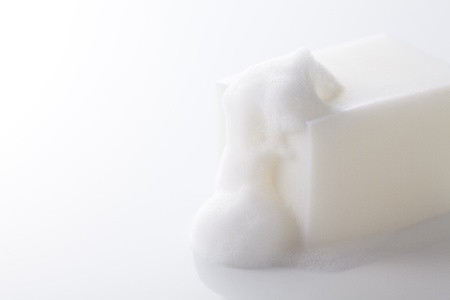 white soap bar with bubbles