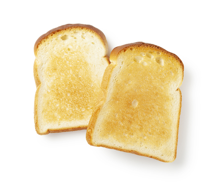 Slice of white bread isolated on whiteの写真素材