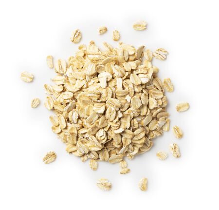 A top view of the oatmeal on a white backgroundの写真素材