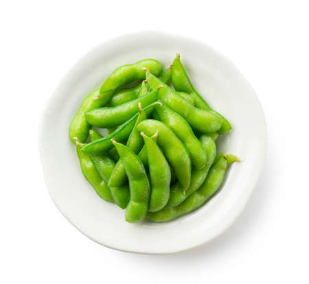 Japanese edamame on a white backgroundの写真素材