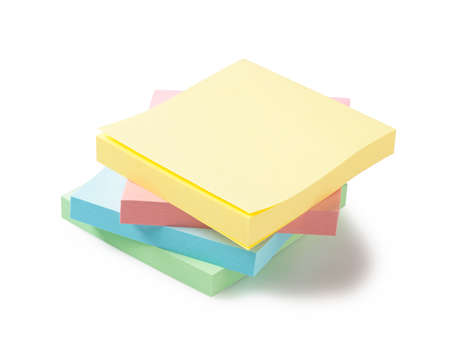 Four colorful sticky notes overlaid on a white background