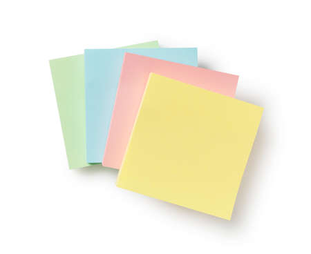 Four colorful sticky notes on a white background