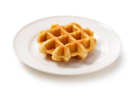 Waffles placed on a white background. Close-up photoの写真素材