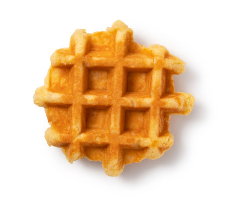 Waffle placed on a white background. View from aboveの写真素材