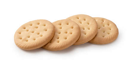Lots of cookies placed on a white background.の写真素材