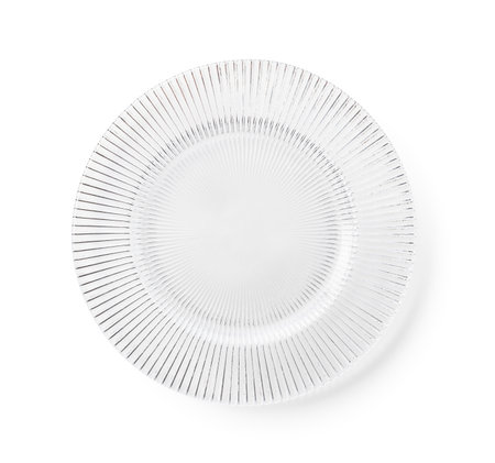 Glass plates placed on a white background. View from directly above.の写真素材