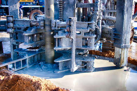 Drilling rig. Drilling deep wells. Coring. Industry. Mineral exploration.の写真素材