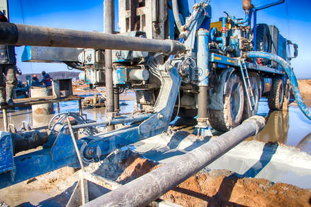Drilling rig. Drilling deep wells. Coring. Industry. Mineral exploration.の写真素材