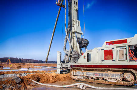 Drilling rig. Drilling deep wells. Coring. Industry. Mineral exploration.の写真素材