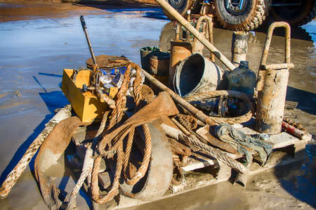 Drilling rig. Drilling deep wells. Drilling equipment and tools. Mineral exploration. The device of wells for freezing soil.の写真素材
