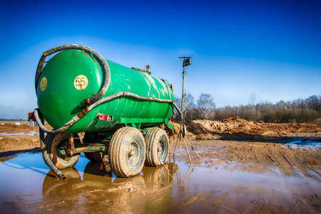 Drilling rig. Drilling deep wells. Additional equipment and mechanisms for the drilling. Technique for the delivery of water and drilling fluid. Mineral exploration. The device of wells for freezing soil.の写真素材