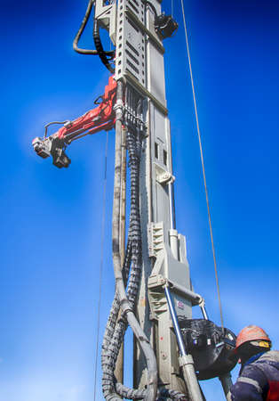 Drilling rig. Drilling deep wells. Coring. Industry. Mineral exploration.の写真素材
