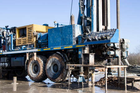 Drilling rig. Drilling deep wells. Coring. Industry. Mineral exploration.の写真素材