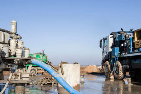 Drilling rig. Drilling deep wells. Coring. Industry. Mineral exploration.の写真素材