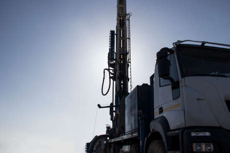 Drilling rig. Drilling deep wells. Coring. Industry. Mineral exploration.の写真素材