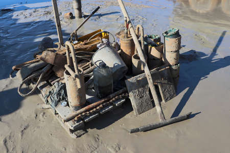 Drilling rig. Drilling deep wells. Drilling equipment and tools. Mineral exploration. The device of wells for freezing soil.の写真素材