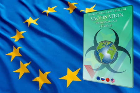 Covid-19 vaccination certificate. Covid-19 vaccination document. Immune passport against the...