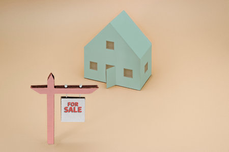 The concept of mortgage, sale and rental of housing and real estate. Announcement of the sale of a...