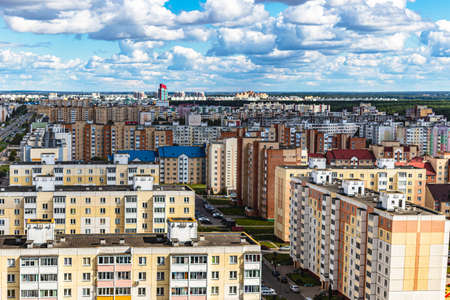 Modern multi-storey residential area. Mortgage lending for a young family. Belarus. Soligorskの写真素材