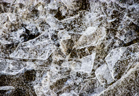 Cracked ice. Close-up. Conceptual background for design.の写真素材
