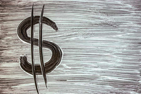 Dolar symbol on a conceptual background. USA. Hand drawing by brush. Design concept for business and...