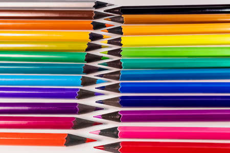Colored pencils close up. Macro shooting. A tool for drawing and creativity for children and adults....