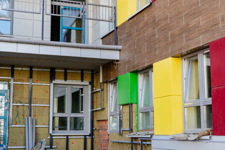 Power saving technology: plates of mineral wool on the side wall, between the metal profiles for...