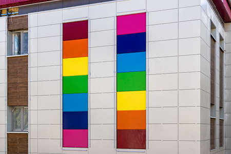 The ventilated facade of the building is made of metal cassettes of different colors. Fixing system...