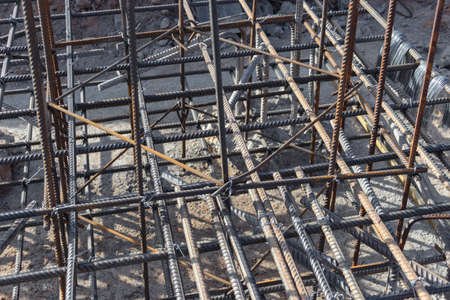 Reinforcement prepared for pouring a reinforced concrete foundation or grillage. Preparation of the...