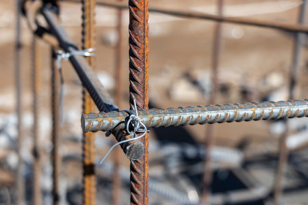 Reinforcement prepared for pouring a reinforced concrete foundation or grillage. Preparation of the...
