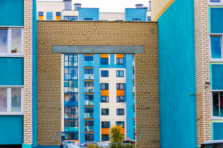 Multi-storey modern residential building. Housing construction. Residential fund. Sleeping residential area. Mortgage loans for young familiesの写真素材