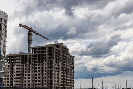 Monolithic frame construction of the building. Solid walls of concrete. The framework for the walls....