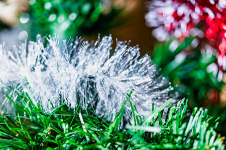 Decorated Christmas tree. Christmas Eve. christmas decorations. new year. selective focus. Blurred backgroundの写真素材