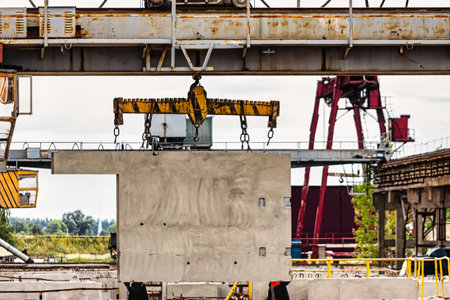 Plant for the production of reinforced concrete slabs and foundation blocks for large-panel construction. Panels for the construction of reinforced concrete structures. industrial enterpriseの写真素材