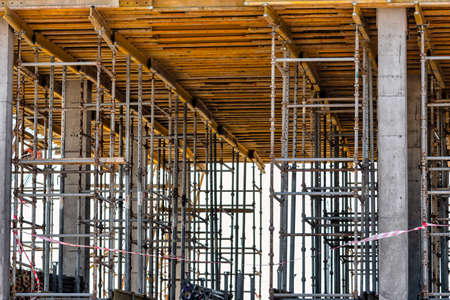 Formwork for pouring the second floor of a monolithic building. Reinforcement of walls and ceiling....