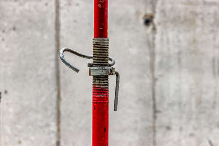 Formwork supports the second floor of a monolithic building. Reinforcement of walls and ceiling. Monolithic work during the construction of a building close-up. construction technologiesの写真素材