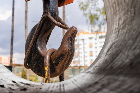 Crane hook for lifting loads. Lifting device for stacking cargo. Lifting and moving heavy loads on a...